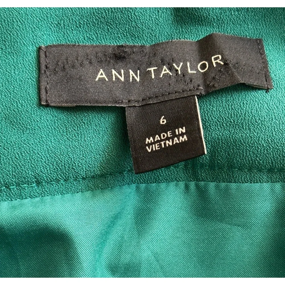 Ann Taylor Pleated Midi Skirt Womens 6 Green Excellent Tie Waist Office Wear - Picture 6 of 7